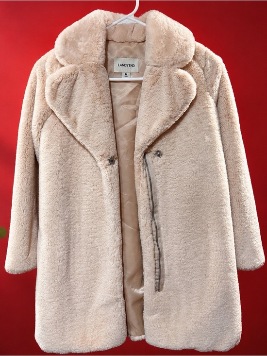 Lands' End Jackets & Blazers - Lands’ End Women’s Faux Fur Teddy Coat – Size M (10-12) – Cream